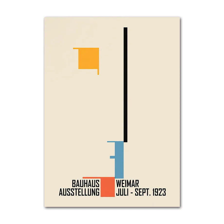 Minimalist line and block exhibition poster (Weimar 1923).