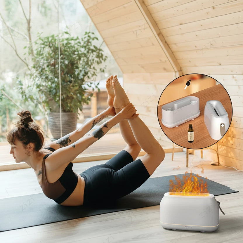 Flame diffuser used for relaxation and yoga ambience