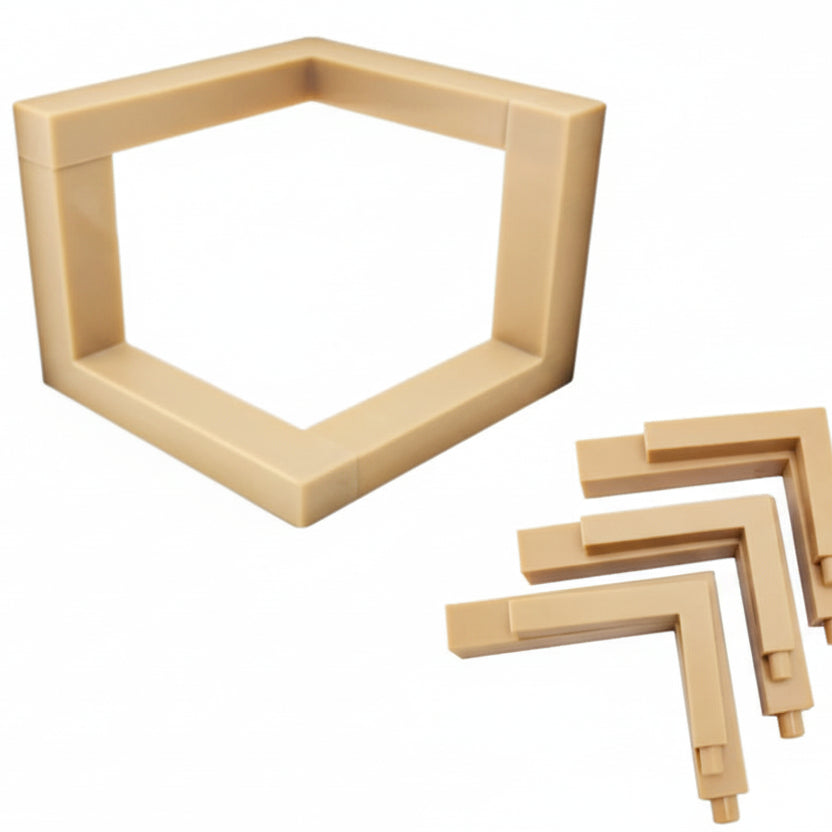 Beige plastic bracket set for the base of the light on a white background