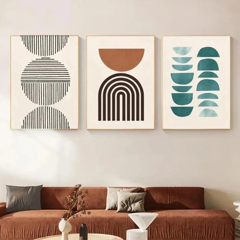 Lienzos de algodón abstractos minimalistas | Arte de pared geométrico sin marco
