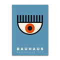 Bauhaus abstract eye design 1919 canvas print with blue background, modern geometric wall art.
