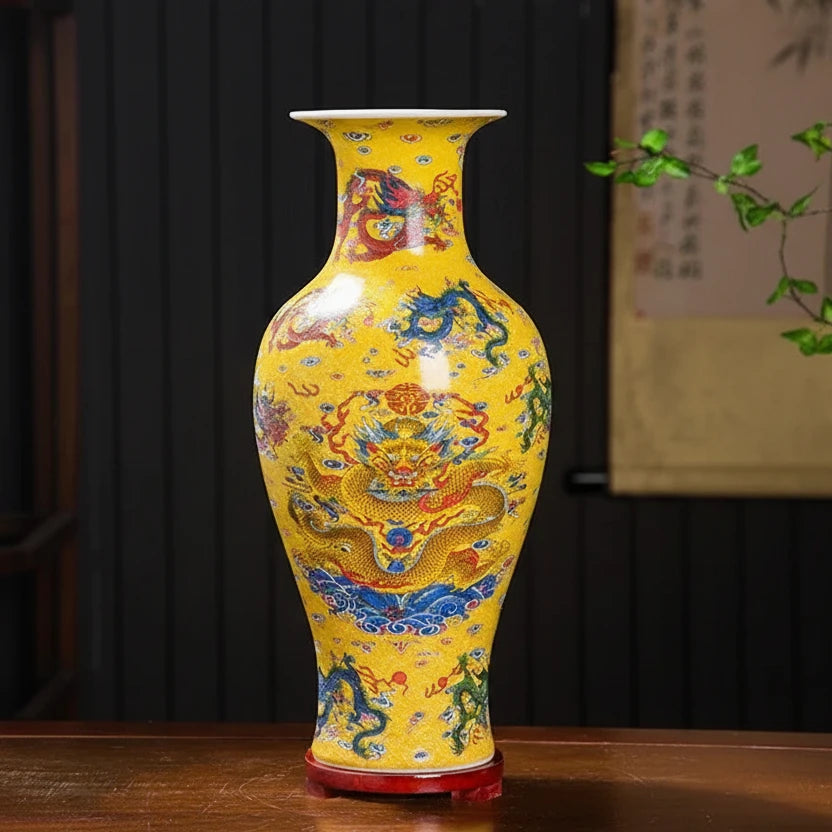 Chinese Ceramic Dragon Vases | Hand-glazed Decorative Vase