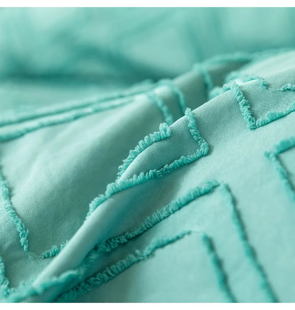 Aqua textured geometric bedding set with matching pillowcases