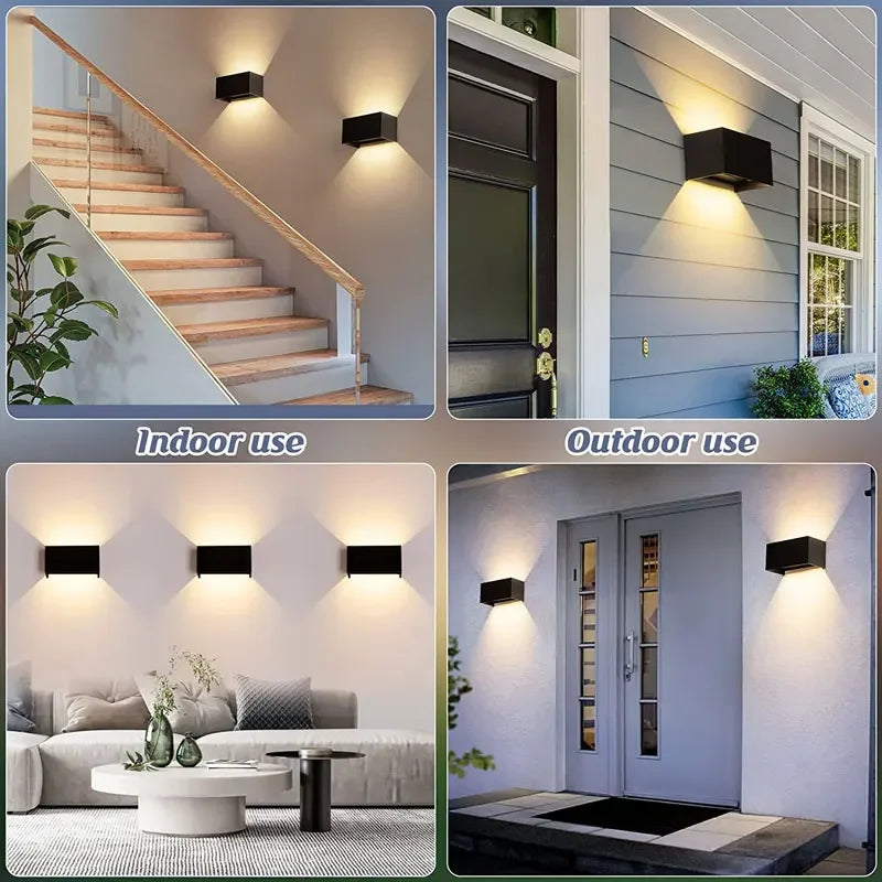 collage of wall light fixtures inside and outside