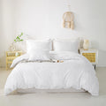 White jacquard duvet cover set with raised leaf pattern