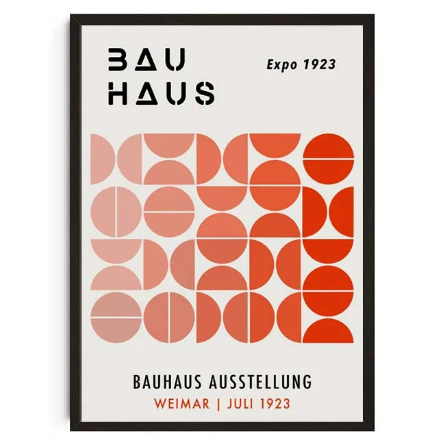 Bauhaus poster with geometric design and text on a white background