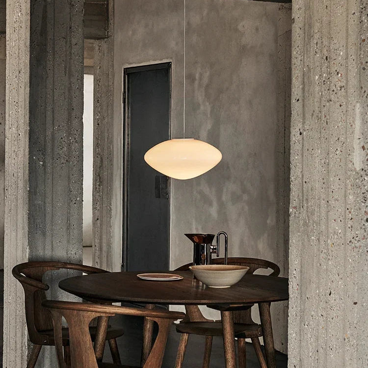 Small glass LED ceiling shade with adjustable suspension cable, measuring 25cm wide and 13cm high.