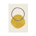 Geometric art print with a yellow circle and grey ring on a beige background