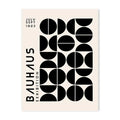 Bauhaus black and white poster with bold half-circle geometric layout