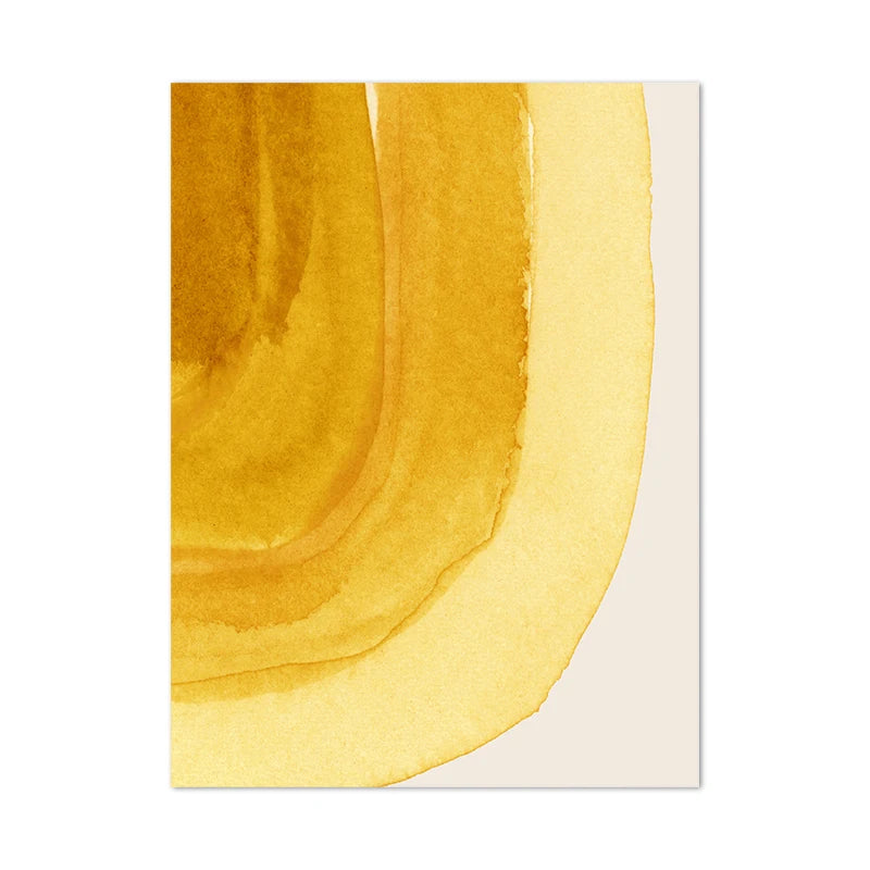 Abstract art print with yellow and brown gradient on a white background