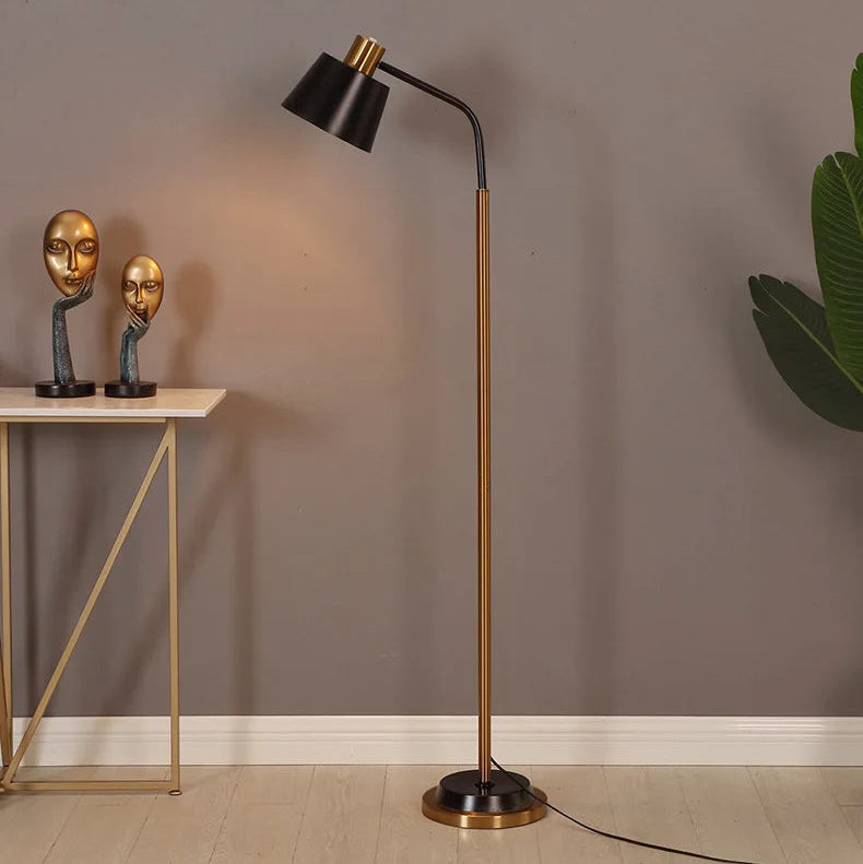  Black arc floor lamp.