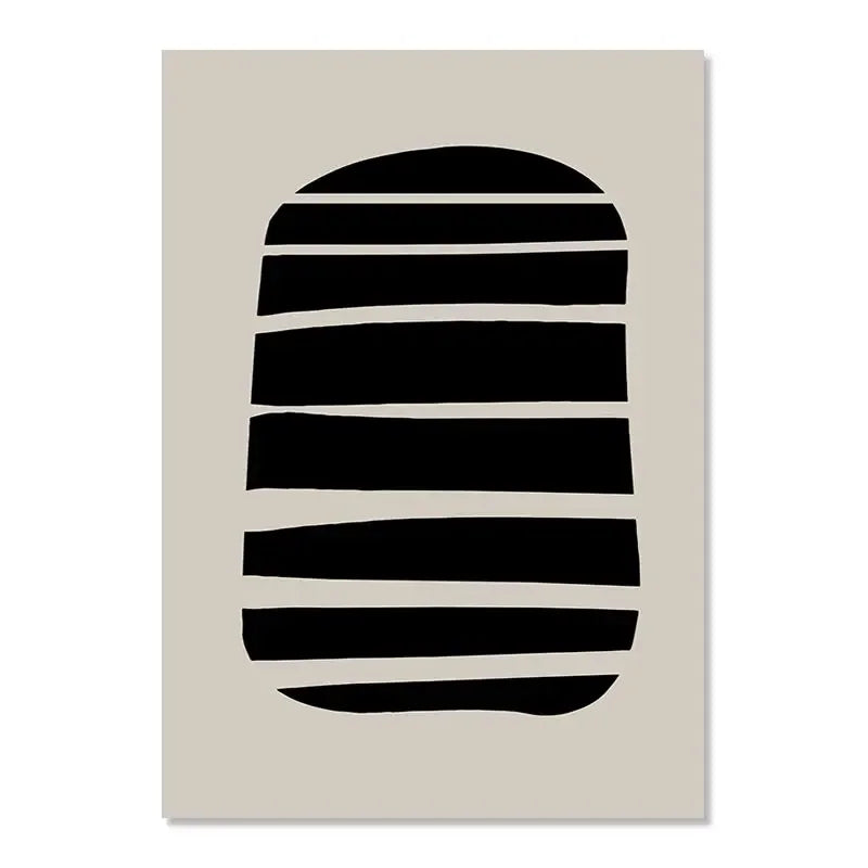 Black and white striped design on a beige background