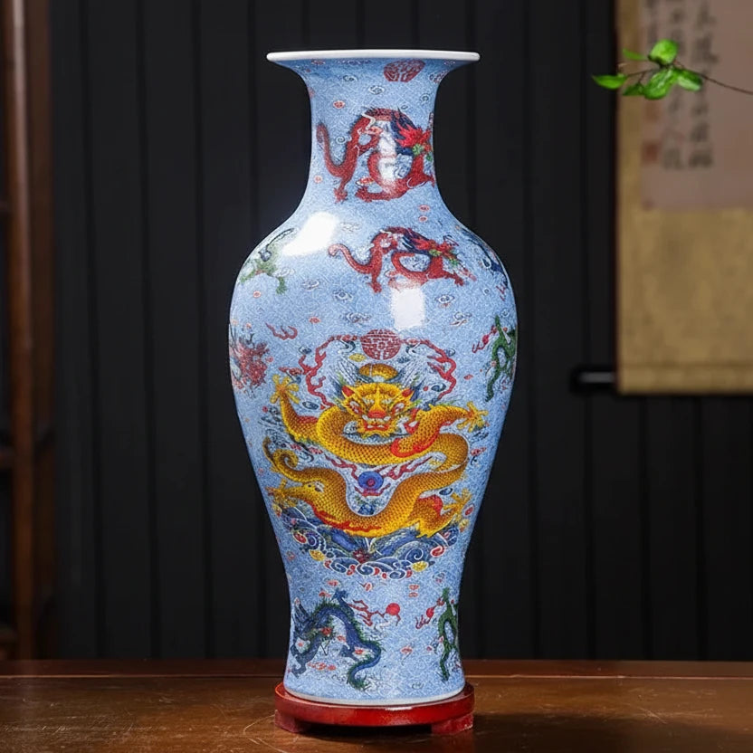 Chinese Ceramic Dragon Vases | Hand-glazed Decorative Vase