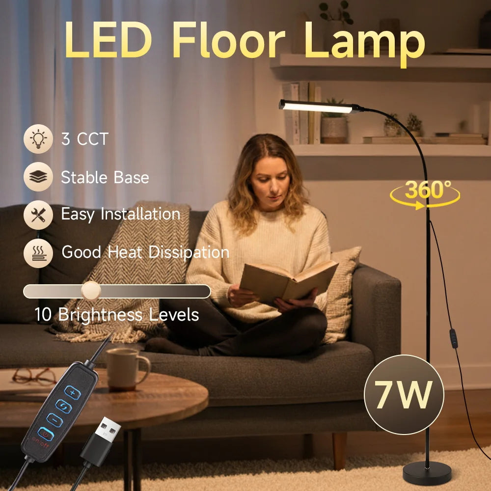Modern LED RGB Floor Lamp with Remote Control & USB Power