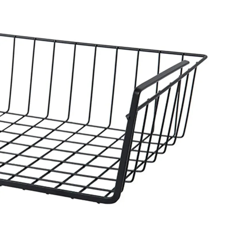 Black wire basket on a white background