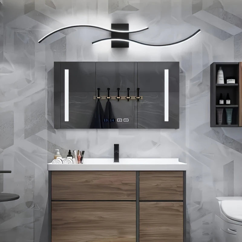 Black 80cm Nordic wave wall light