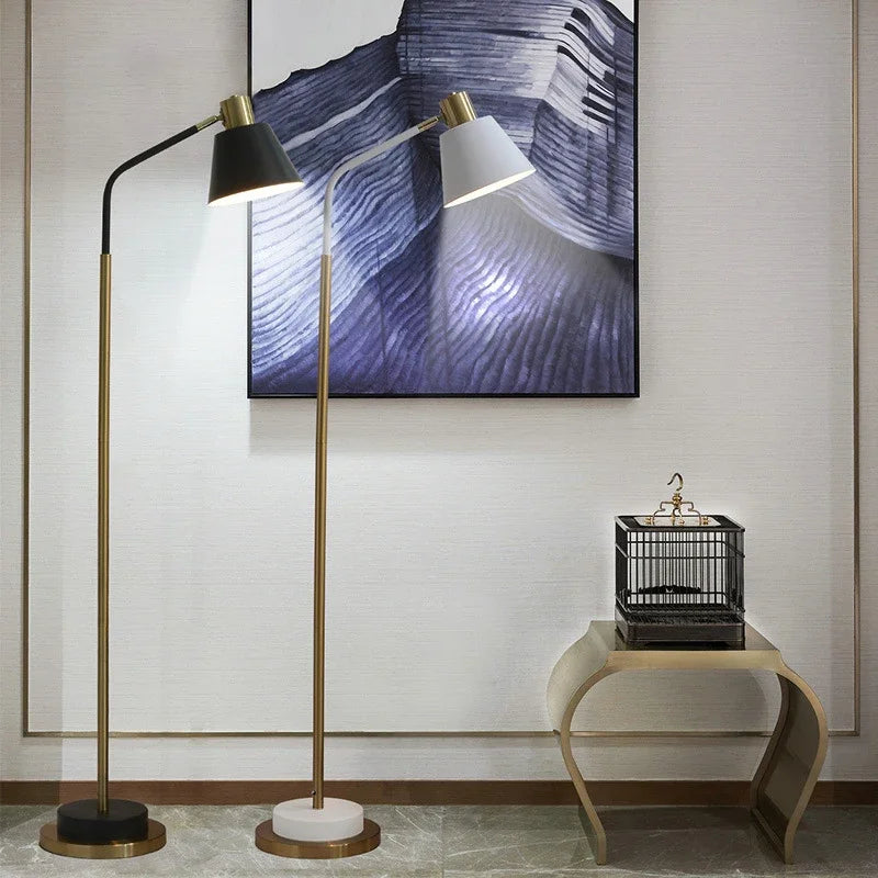 White and Black Floor Lamp Options — Two Nordic floor lamp colour options shown side by side in white and black.