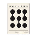 Bauhaus geometric dot composition canvas wall art in neutral tones, unframed cotton print.
