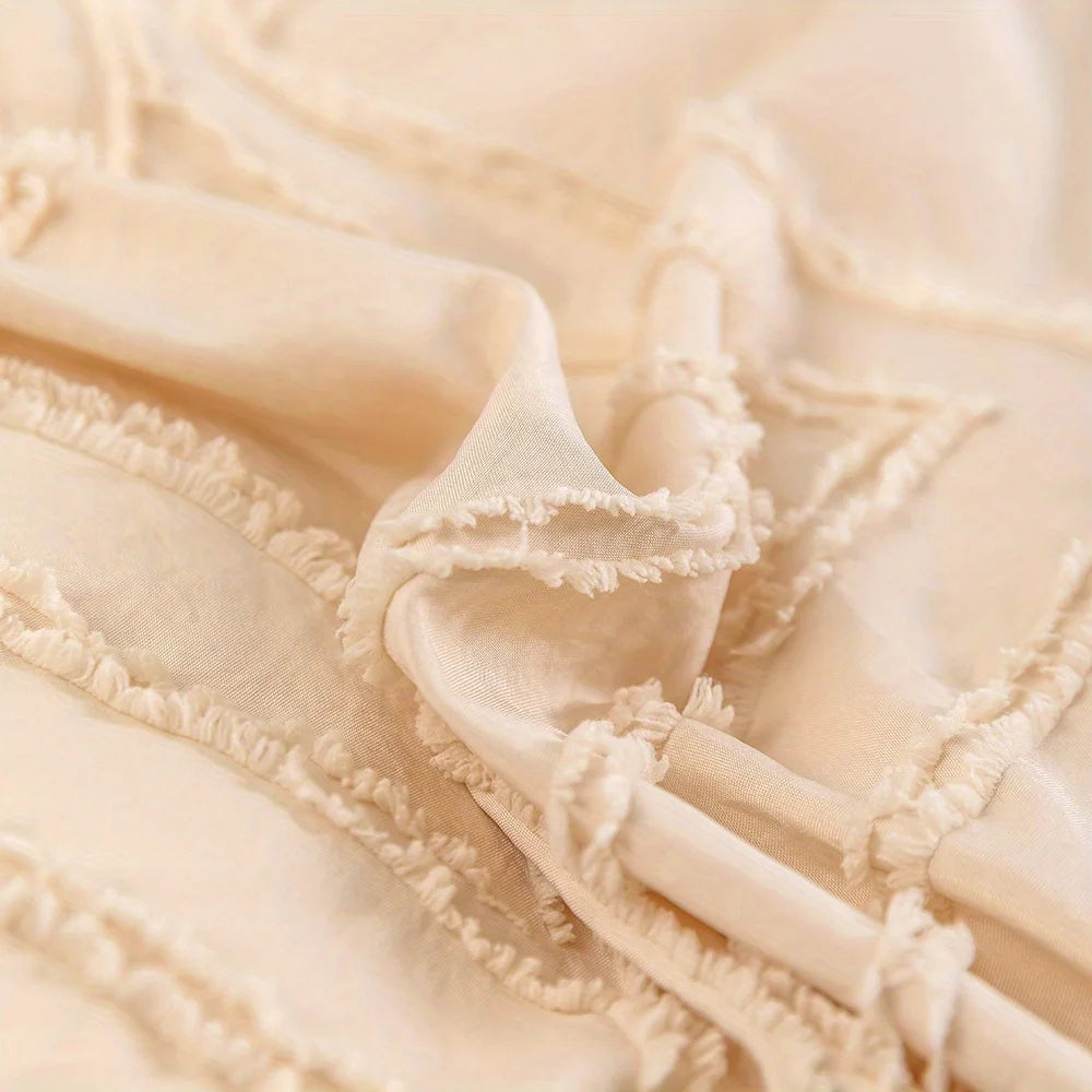 Detail view of soft Polyester fabric with raised stitching