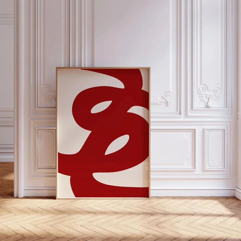 Fluid Red Form a canvas print in a frame