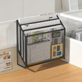Black wall-mounted metal mesh storage tray