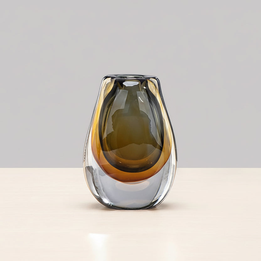 Small 17cm amber gradient decorative glass vase
