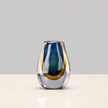 Small 17cm blue gradient decorative glass vase with 4cm opening