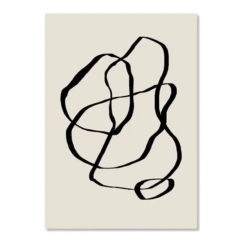 Abstract black line art on a beige background