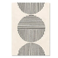 Minimalist line art canvas print with stacked black striped geometric forms on a neutral backgroun