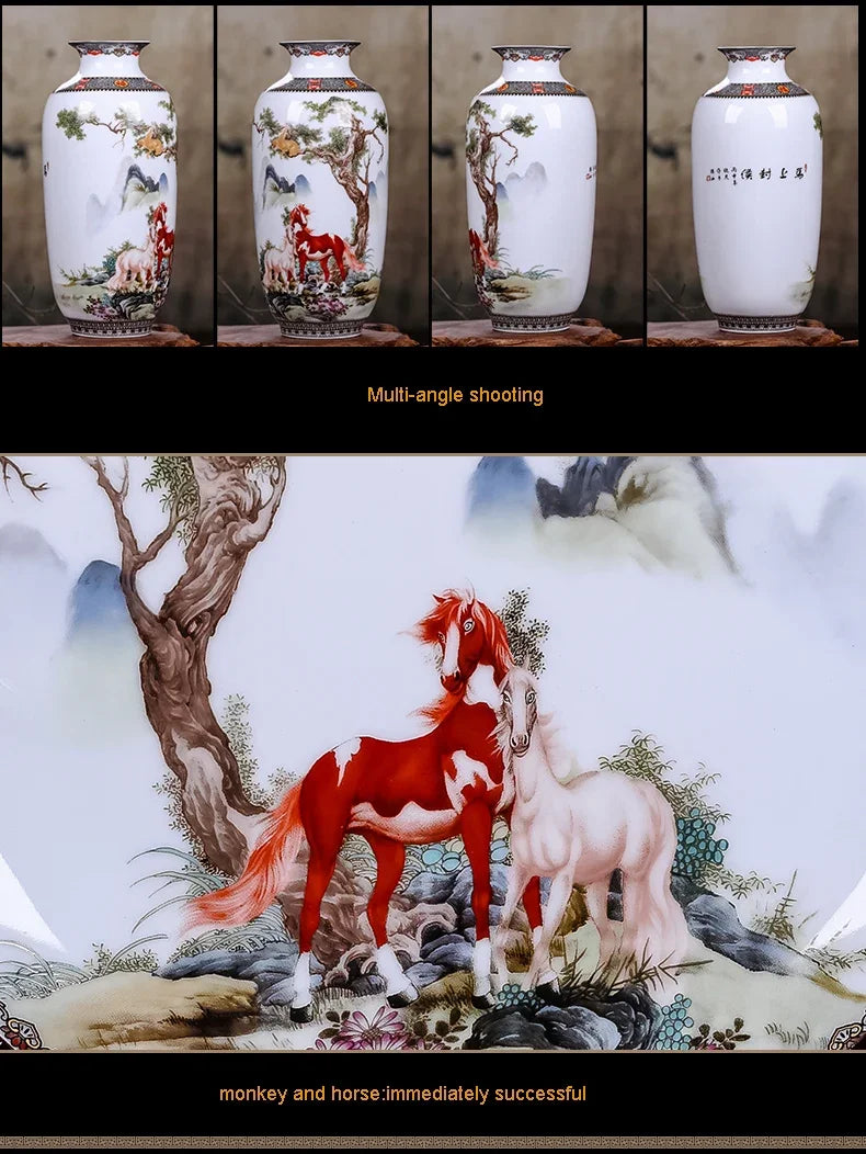 Chinese Ceramic Vase with Printed Designs – Traditional Art Décor (Multiple Styles)