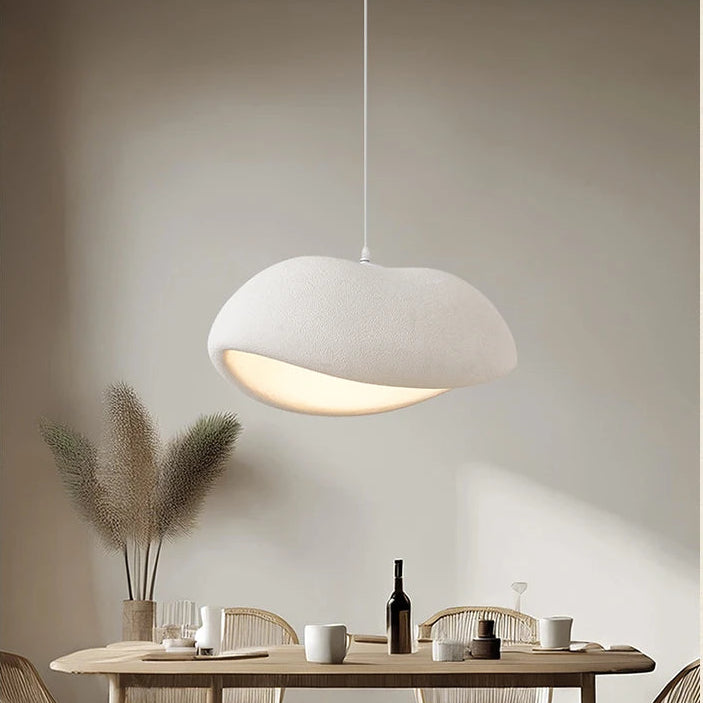 Large white Wabi-Sabi pendant light with dimensions L60 × W45 × H27cm