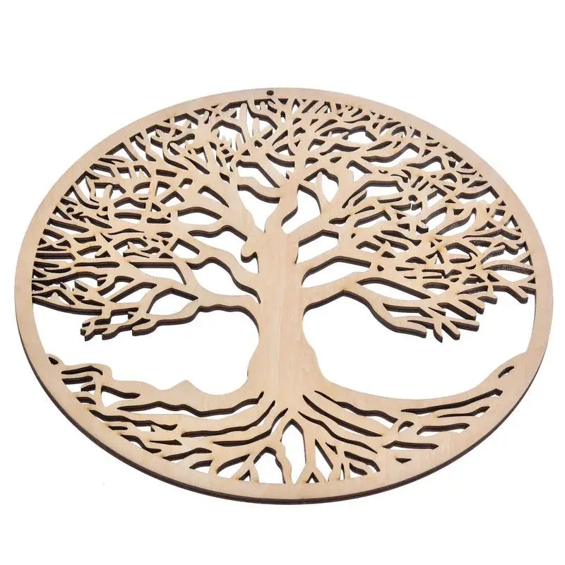 Wooden tree of life cutout on a white background