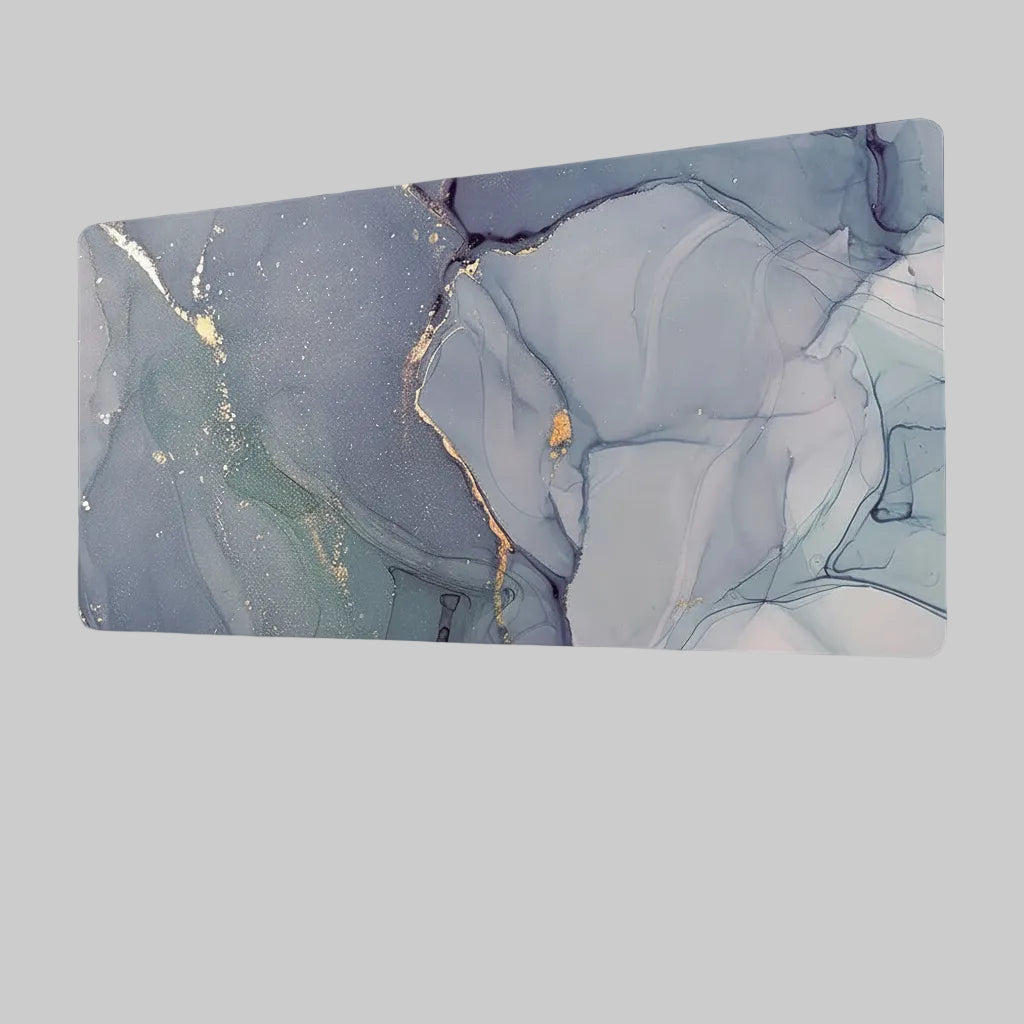 Marble-patterned mouse pad with abstract design on a grey background