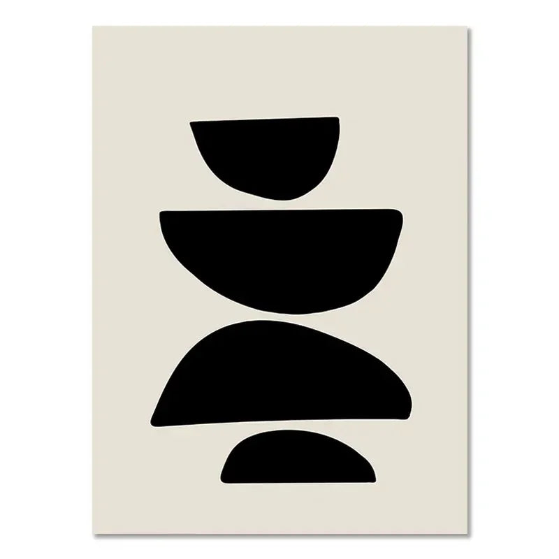 Stack of black semicircles on a beige background
