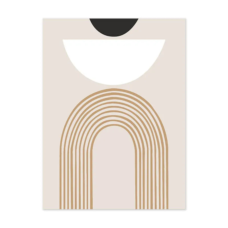 Beige bag with gold arch design on a white background