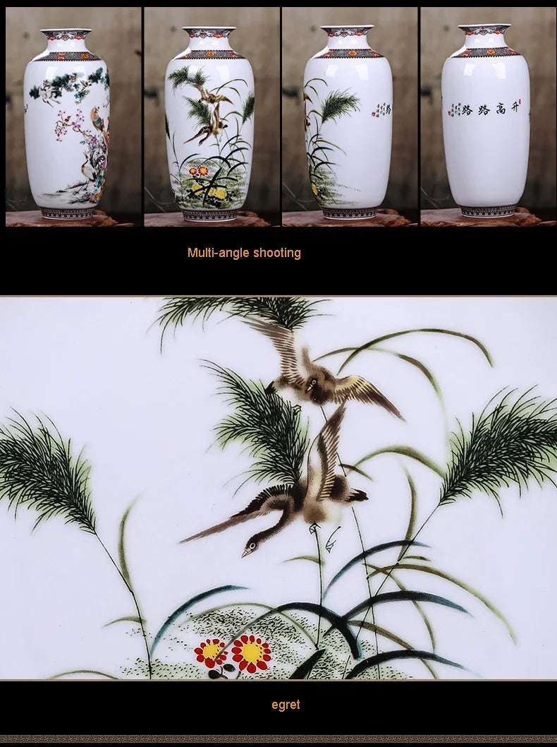 Chinese Ceramic Vase with Printed Designs – Traditional Art Décor (Multiple Styles)
