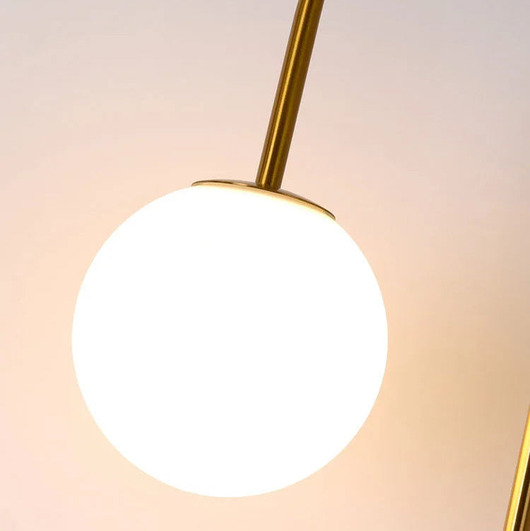 Frosted glass globe shade illuminated