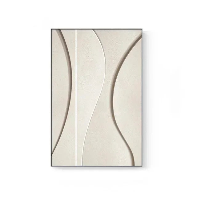 Abstract wall art with wavy lines on a white background