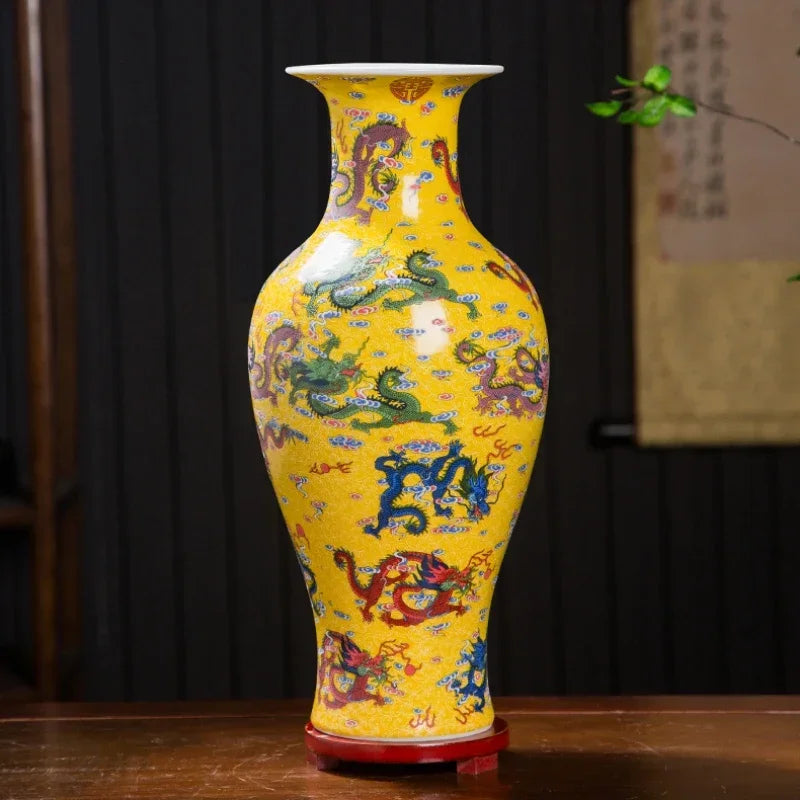 Chinese Ceramic Dragon Vases | Hand-glazed Decorative Vase