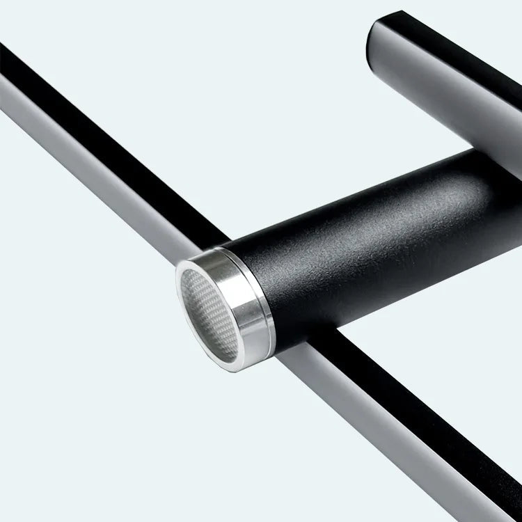 Close-up of a black metal light frame.