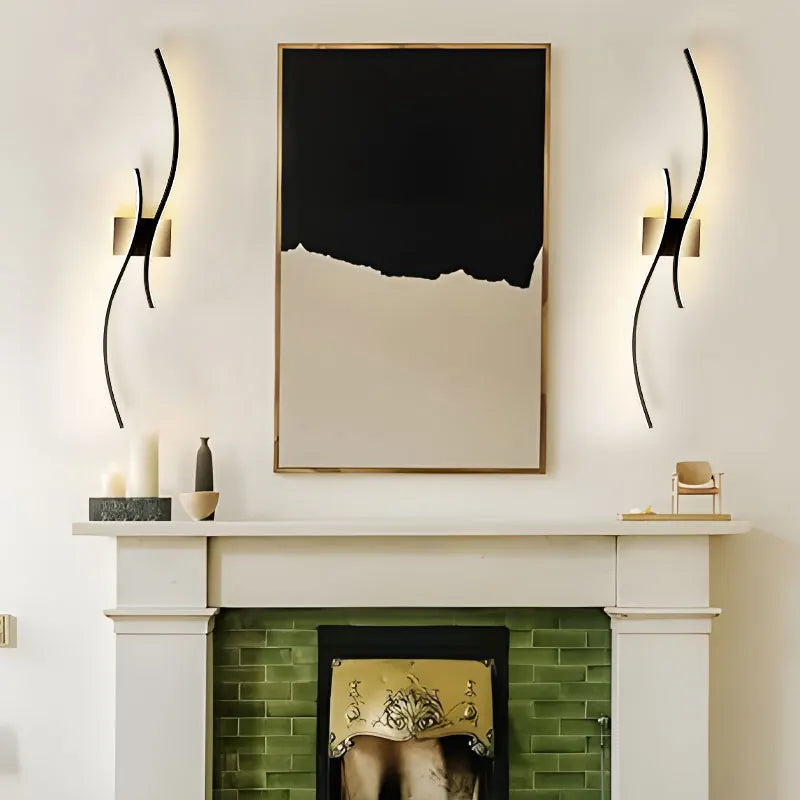 Black 80cm Nordic wave wall light