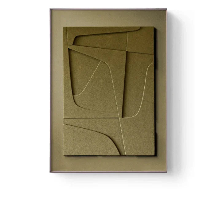 Abstract geometric sculpture in brown on a white background
