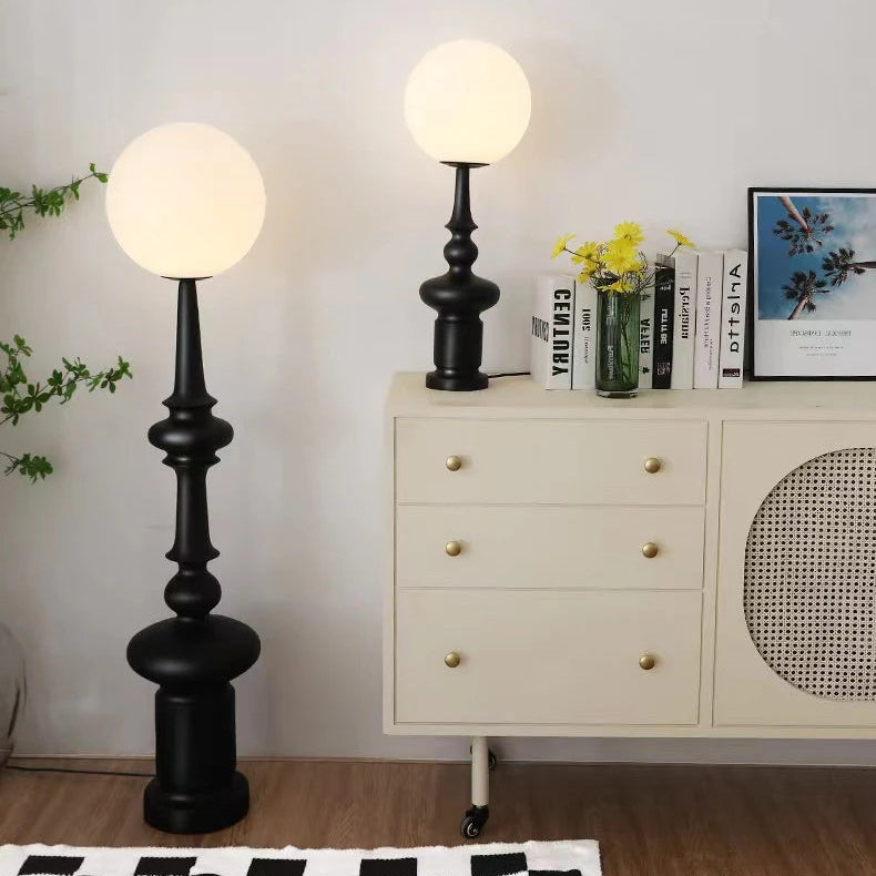 Modern Globe Floor Lamp with Frosted Glass Shade – Sculptural Statement Lighting