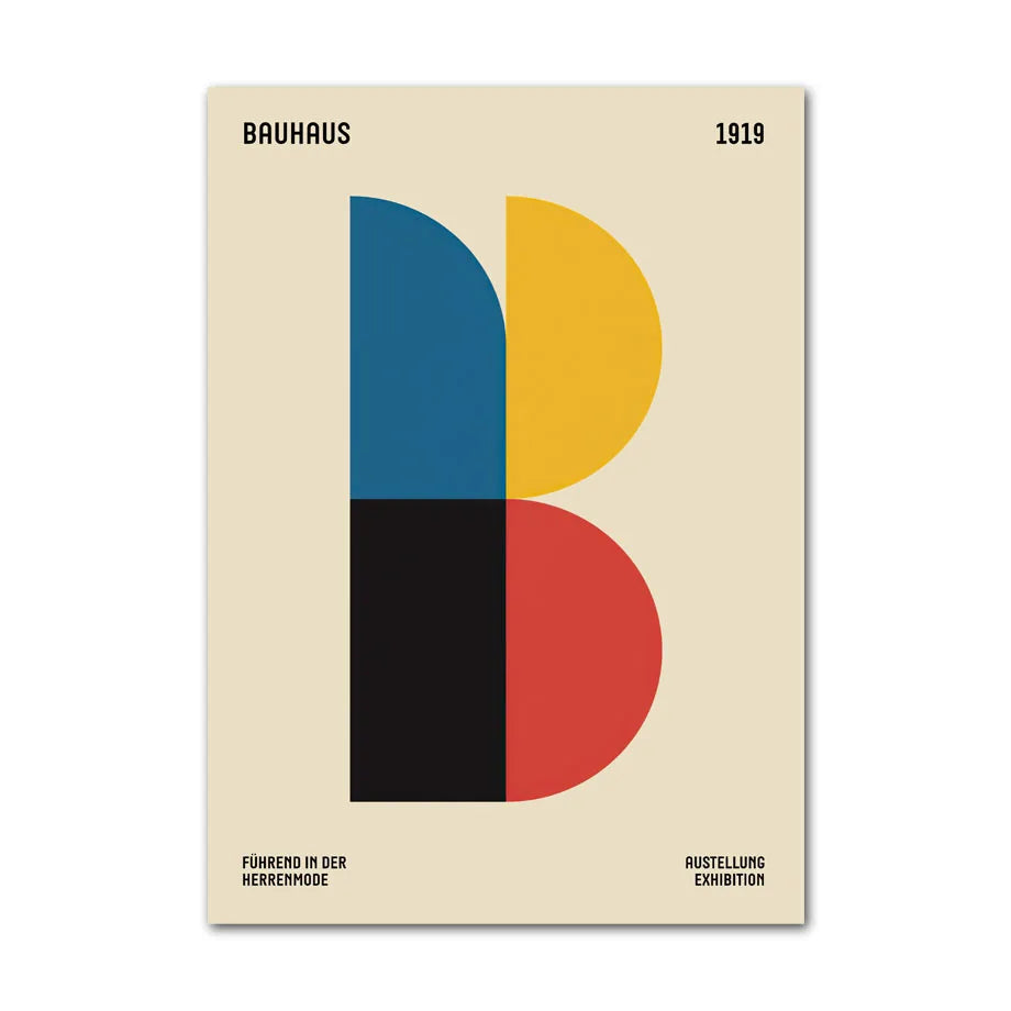 "B" Letterform Abstraction in Blue, Yellow, and Red (1919)