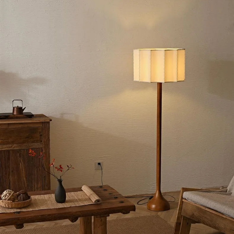 Wabi Sabi floor lamp providing warm ambient light in living room