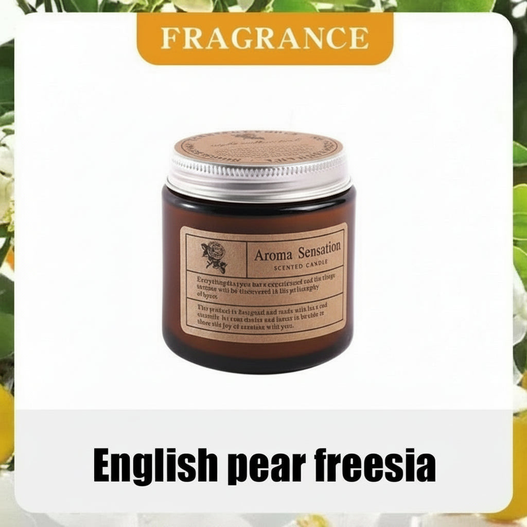 Aroma Sensation scented candle with fragrance description on a white background