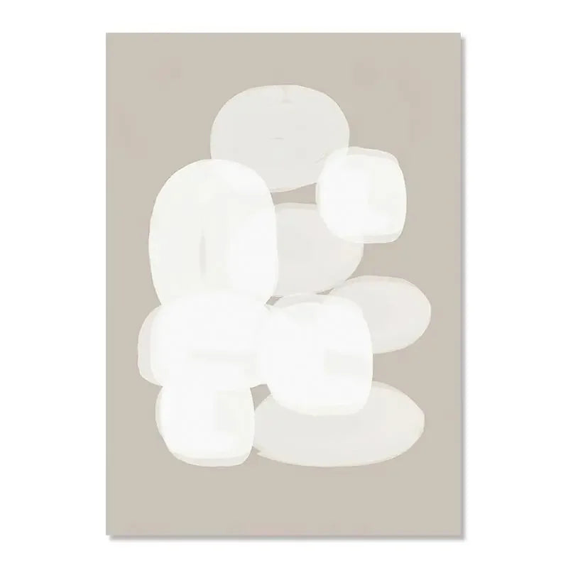 Modern ceiling light fixture with white glass shades on a beige background