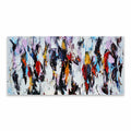 Abstract painting with multicoloured brush strokes on a white background