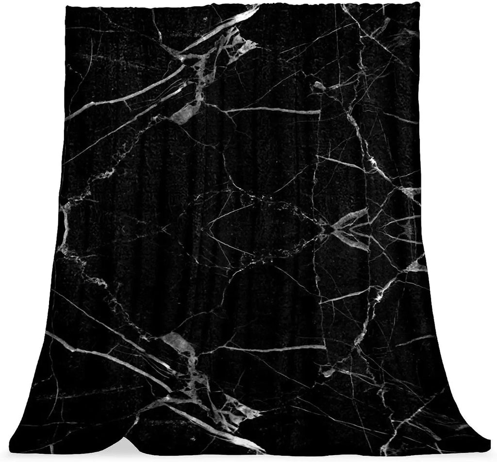 Black marble patterned fabric on a white background