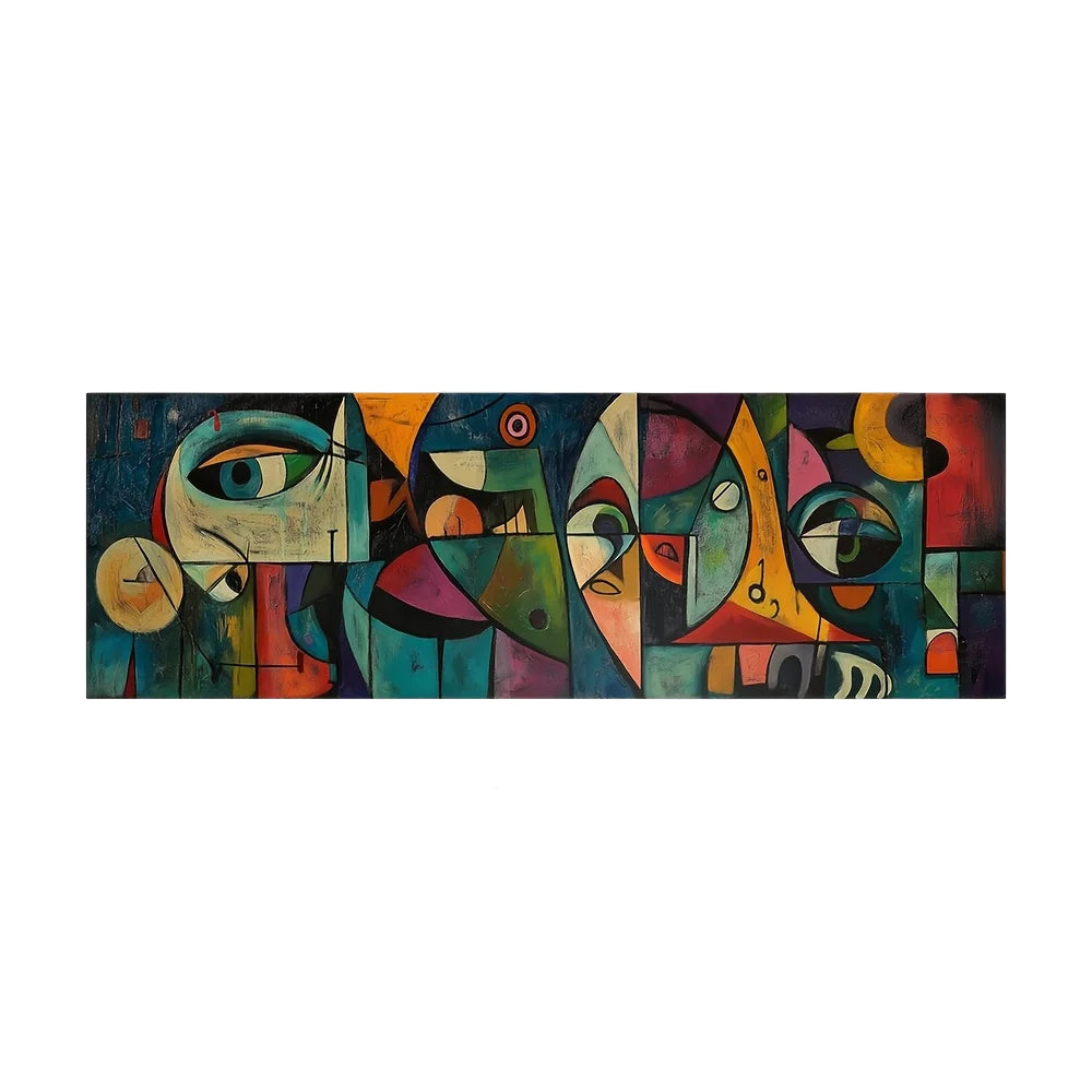 Abstract artwork with geometric shapes on a white background